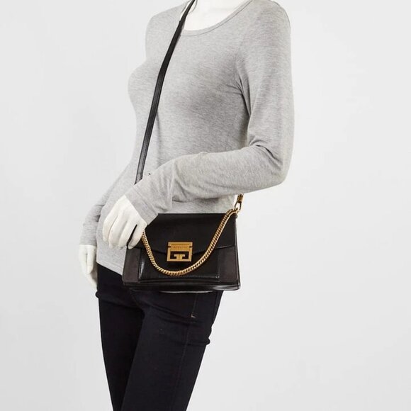Givenchy Black/Grey Leather/Suede GV3 Small Crossbody Bag - Picture 1 of 12